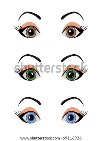 Illustration Set Female Eyes Isolated - Vector - 69116926 : Shutterstock