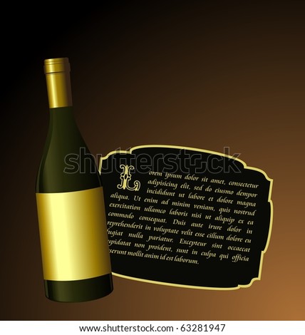 Illustration the elite wine bottle with white gold label for design invitation card - vector