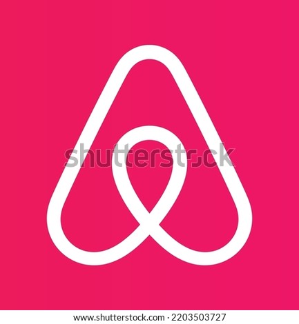 pink background white line Airbnb logo symbol icon sign vector template
