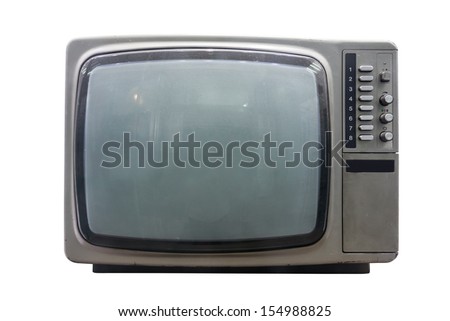 Old vintage TV over a white background