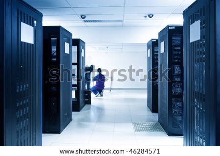 A server room with black servers