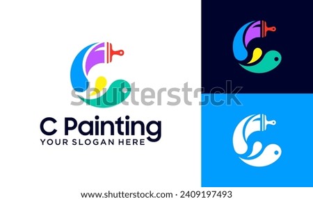 letter c and paint logo design