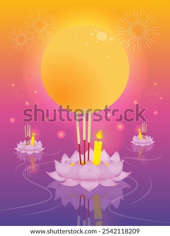 Loy Kratong Festival fullmoon fun illustration background design