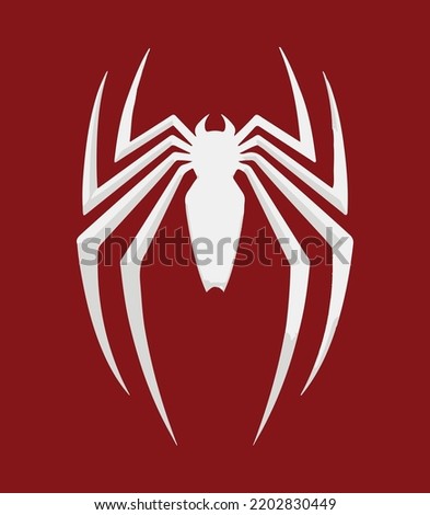 vector spider animal icon symbol sign white red background isolated logo template