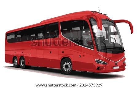 high decker 3d red bus luxury vip first class travel vacation tourism tour public route Irizar Liverpool team fc football modern art design vector template isolated white background