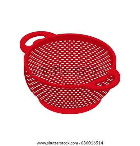 Colander isolated isometry. Pastafarianism cap. Cooking utensils
