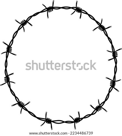 Barbed Wire Circle Shape  - (Editable file) Vector Illustration