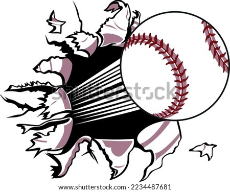 Baseball Breaking Wall Making hole and Going Out of the Park - (Editable file) Vector Illustration
