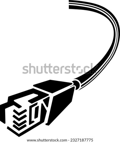 Ethernet connector RJ45, Lan Network Cable Clipart (Editable) - Vector Illustration