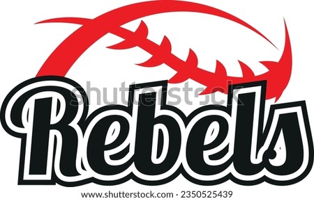 Rebels Sports logo, volleyball, baseball, football