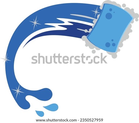 cleaning foam with bubbles and water splash, cleaning icon, glass cleaning