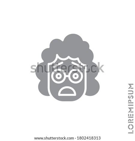 Frowning with open mouth emoji vector girl, woman icon with raised eyebrows. frowning with open mouth emoji icon, vector simple element illustration from editable emoji concept. gray on white 