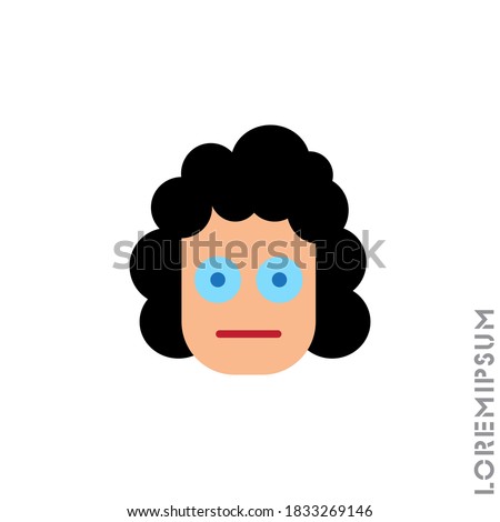 Meh girl, woman icon vector, emoticon symbol. Modern flat symbol for web and mobil apps. Sad face emoji icon vector. Sad face emoticon symbol. style sign for mobile concept and web design. Sad. color 