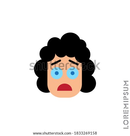 Frowning with open mouth emoji vector girl, woman icon with raised eyebrows. frowning with open mouth emoji icon, vector simple element illustration from editable emoji concept. color on white 