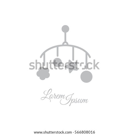 Web line icon. Baby crib hanging toy; toy above the crib