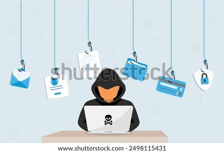 Internet phishing and hacking, email spoofing and personal information security and stolen credential, system hacking, phishing security, email phishing scam, Cybersecurity, Phishing Prevention 