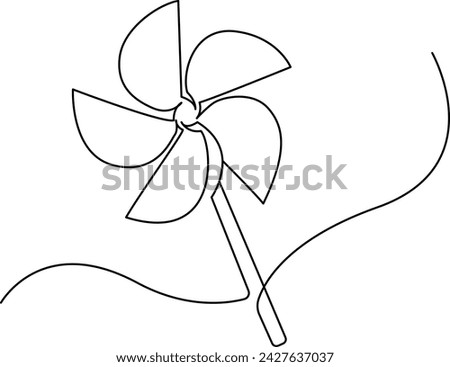 Continuous one line art pohela boishakh Wind turbine clip art