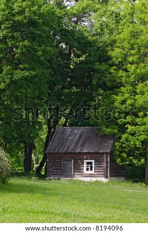 Little house with trees arow