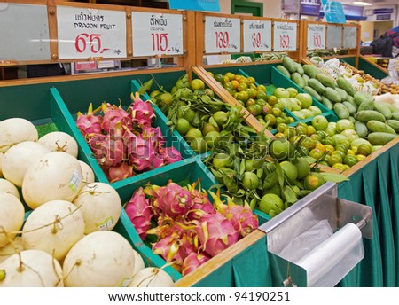 Fruit and vegetables in thailand shop - asian marketplace