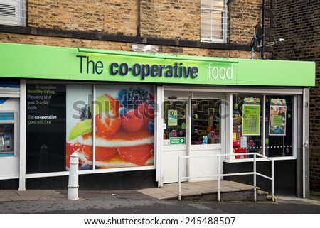 SHEFFIELD - DECEMBER 26TH: A co-operative food store on December the 26th, 2014, in Sheffield, England, UK. The co-operative group has over 7 million members.