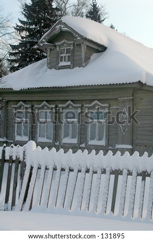 snow-covered russian house