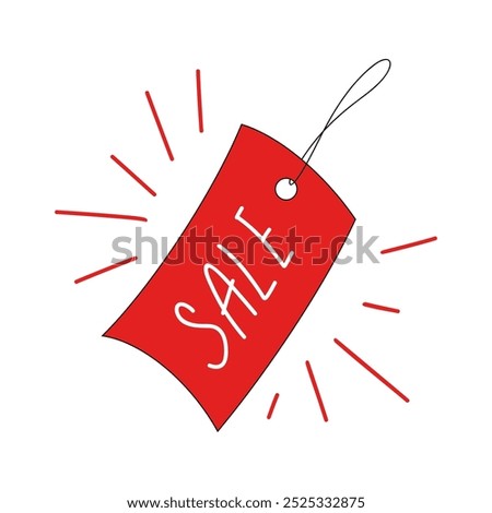 Red hot label, logo, icon with the inscription sale, hand-drawn illustration, vector. Advertising seasonal discounts, markdowns, Black Friday. A bright design element, an announcement on a white