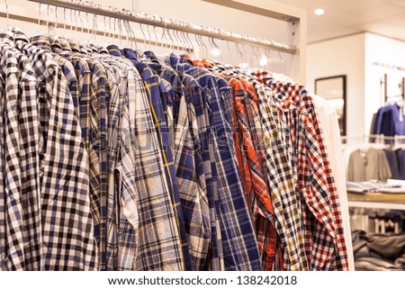 Clothing in Fashion Store - Checkered Mens Shirts on the Store Rack