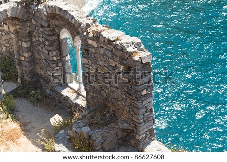 Old stone castle by the sea. Portovenere, Italy