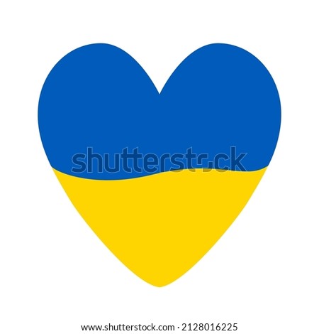 Ukraine flag icon in the shape of heart isolated on white. Save Ukraine concept. Vector Ukrainian symbol, icon, button. Foto d'archivio © 