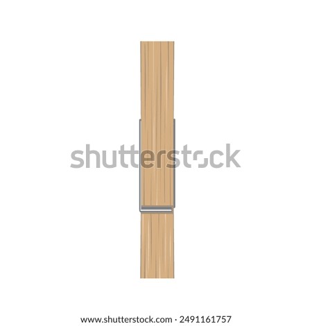 Wooden Clothespin for Laundry, Front View. Vector isolated illustration of Clothes peg