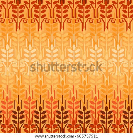 Wheat ears pattern. Vector agriculture background. Wheat field harvest