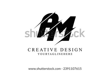 AM black swoosh minimal creative modern brand logo design.