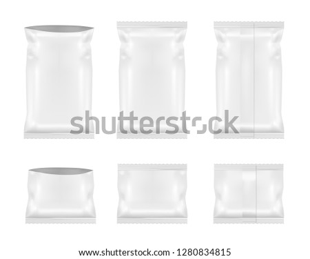 Open packaging for snacks, food, chips, sugar and spices.