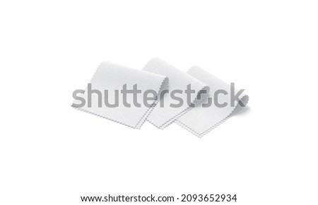 Blank white folded fabric samples mock up, side view, 3d rendering. Empty cloth heap collection for pattern choice mockup, isolated. Clear terry or canvas selection for furniture design template. Stock foto © 