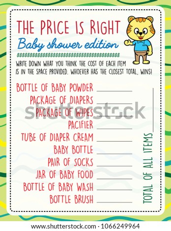printable baby shower games, the price is right