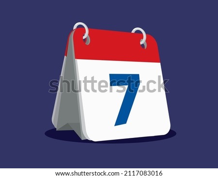 Holiday calendar date. Calendar illustration in flat style. Date of the week, month, year. 