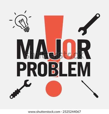 Major Problem 3d text written logo for problem solving, banner, printing, background, flyer, brochure marketing, typography. Major problem issue written