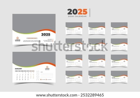 Monthly calendar template for 2025 year. Desk calendar in a minimalist style.
Calendar 2025 week start Sunday corporate design planner template.