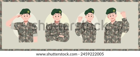 Illustrations of soldiers in various poses.