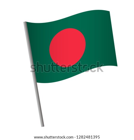 Bangladesh flag icon. National flag of Bangladesh on a pole vector illustration.