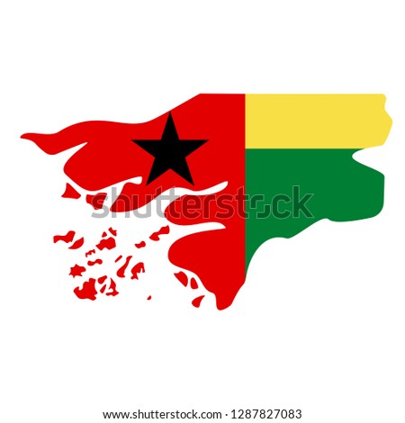 map of Guinea bissau with flag inside. Guinea bissau map vector illustration