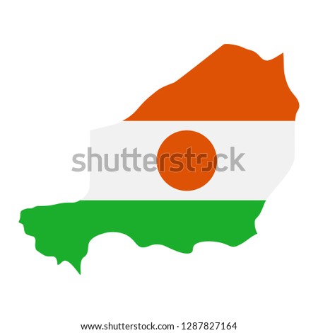 map of Niger with flag inside. Niger map vector illustration