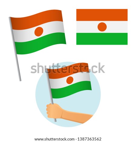 Niger flag in hand. Patriotic background. National flag of Niger vector illustration