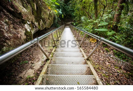 iron stairs in the mountain