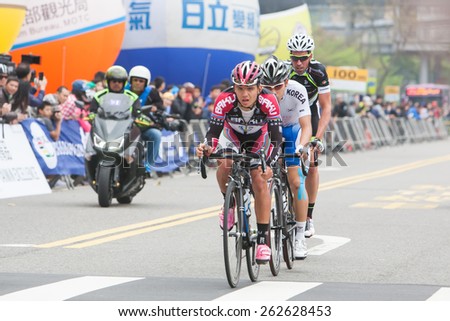 TAIPEI, TAIWAN, MARCH 22 2015, Tour de Taiwan, the International Cycling Road Race. first stage is Taipei city.