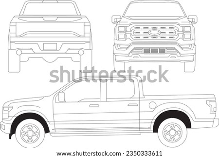 Vector Ford f-150 truck art from views side back front