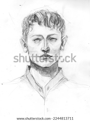 Similar – Image, Stock Photo Portrait sketch of a young person