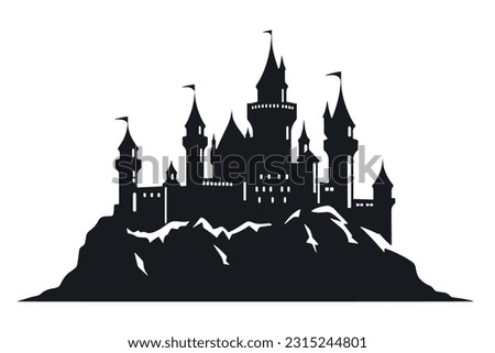 Vector black castle icons isolated on white background 