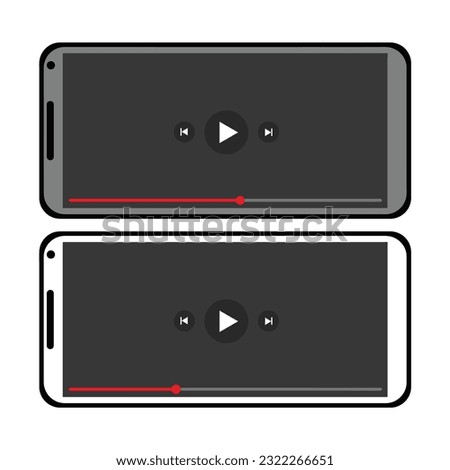 Video player on smart phone screen, Video paused, buffering. Streaming on phone, illustration vector isolated