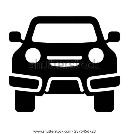 SUV car icon, front view, silhouette pictogram Summer family, vector illustration isolated on white background